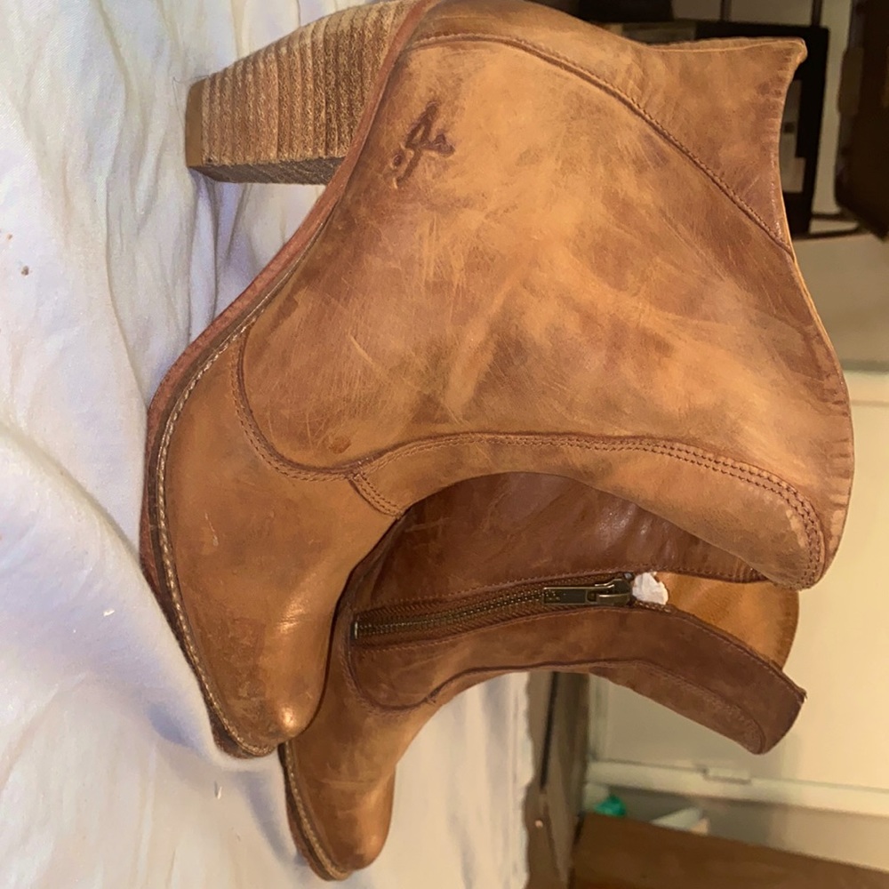 Brown, real leather, ankle boots.